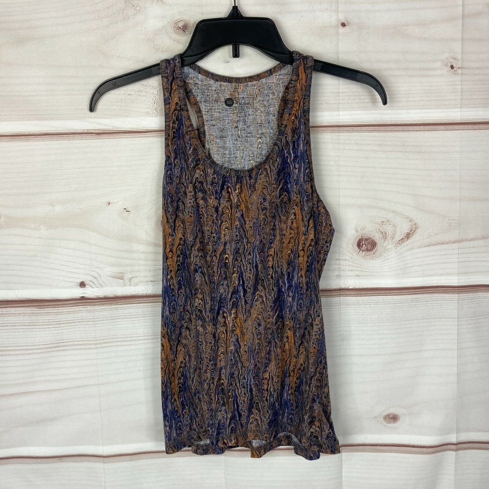 Bloom Top Womens XS Blue Marble Print Racerback Tank Scoop Neck Sleeveless Knit